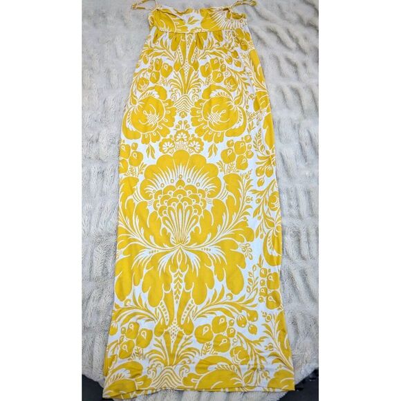 DVF "Pauline" Yellow & White Abstract Floral Silk Blend Column Maxi Dress, Sz 0 - Picture 7 of 9